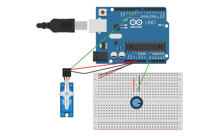 Circuit design Servo Wiper | Tinkercad