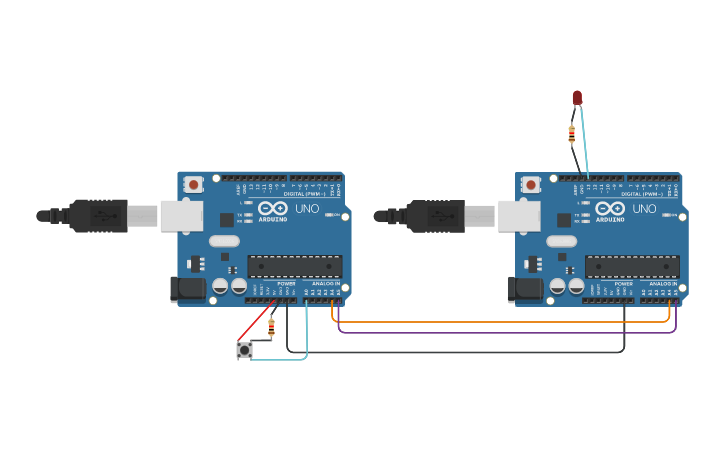 Circuit design Arduino Master Writer/Slave Receiver - Tinkercad
