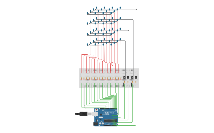 Circuit design Copy of Cubo de led 4x4x4 | Tinkercad