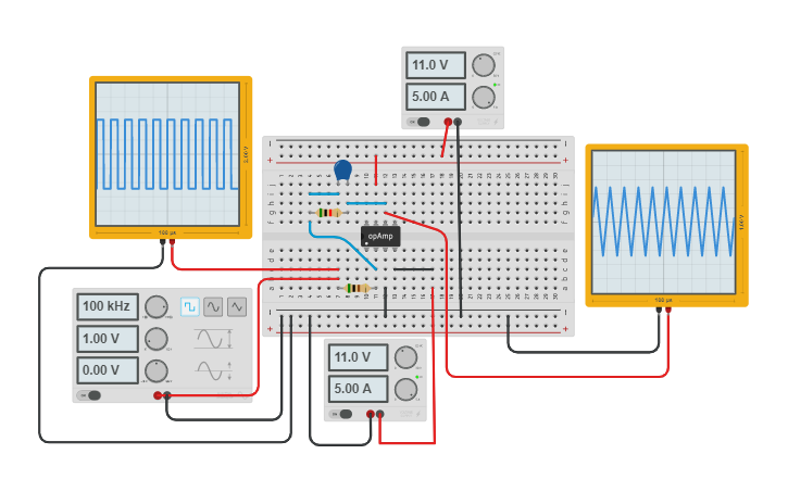 Circuit design Integrator using Opamp - Tinkercad