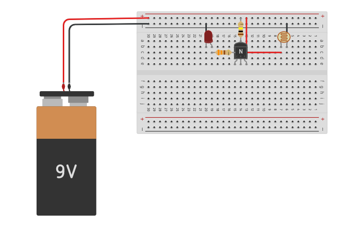 Circuit design LDR Darkness Sensor - Tinkercad