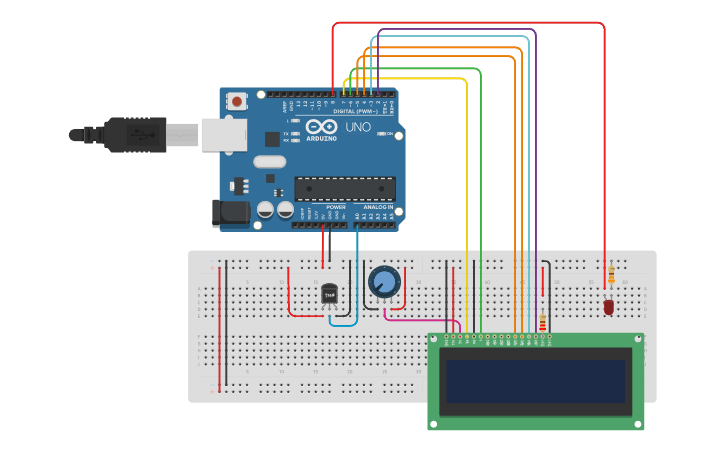 Circuit design Termómetro | Tinkercad