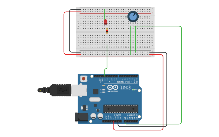 Circuit design potenciometro | Tinkercad