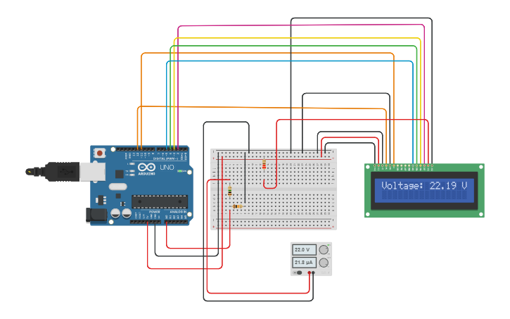Circuit design voltmeter using arduino - Tinkercad