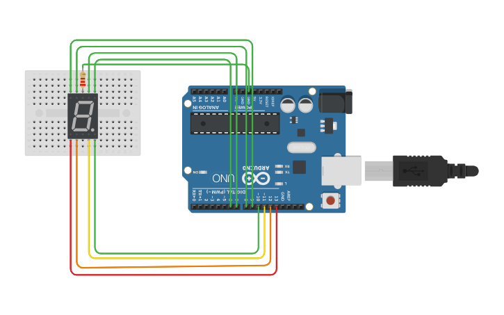Circuit design Jomarie 0-9 (7 Segment) - Tinkercad