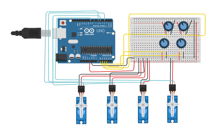 Circuit design Robotic Arm - Tinkercad