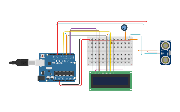 Circuit design INERFACING ULTRASONIC SENSOR AND LCD USING ARDUINO ...