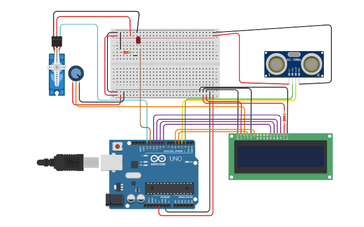 Circuit design SMART DUSTBIN | Tinkercad