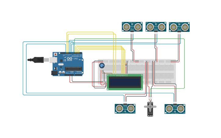 Circuit design CAR PARKING SYSTEM USING ARDUINO - Tinkercad