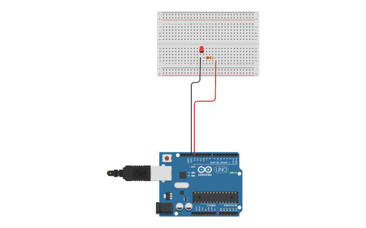 Circuit design Práctica 1: Encendido y apagado de un LED | Tinkercad