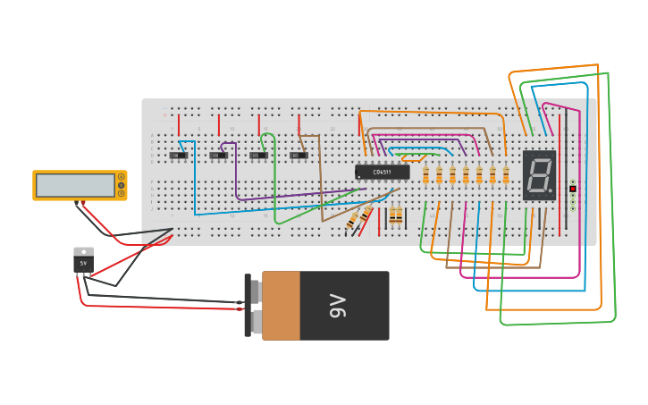 Circuit design 7 segment - Tinkercad