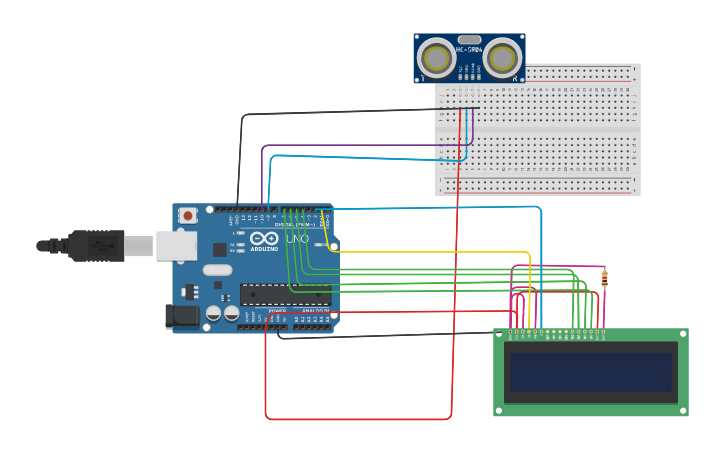 Circuit design Dones_Activity1_Ultrasonic-LCD_Tinkercad - Tinkercad