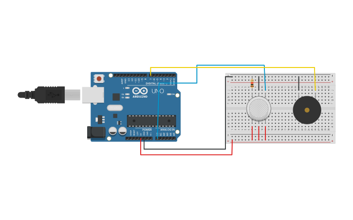 Circuit design gas sensor - Tinkercad