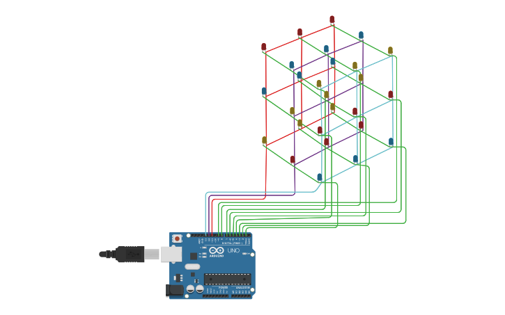 Circuit design Cubo de LED - piscante | Tinkercad