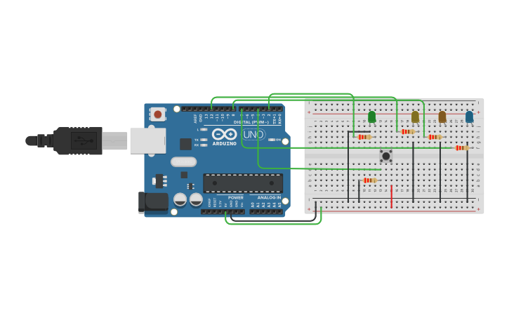Circuit design Multiple LED On Off States - Tinkercad