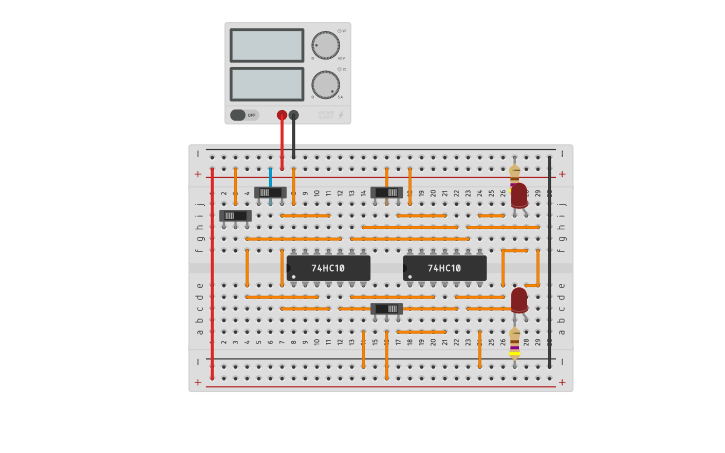 Circuit design T Flip Flop using NAND Gates - Tinkercad
