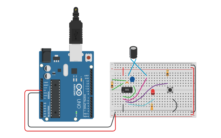 Circuit design 555 Timer - Monostable Mode - Tinkercad
