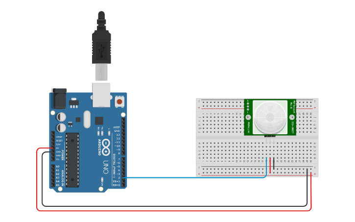 Circuit design Conexión de un sensor PIR a Arduino - Tinkercad