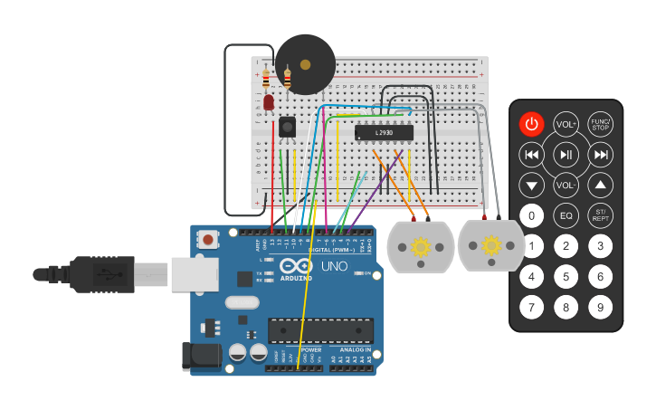 Circuit design IR Sensor and Remote - Tinkercad