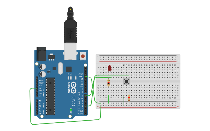 Circuit design Push button - Tinkercad