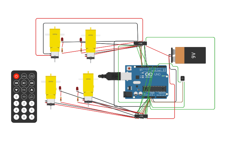 Circuit design IR Car - Tinkercad