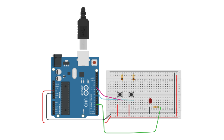 Circuit design ON OFF LED | Tinkercad