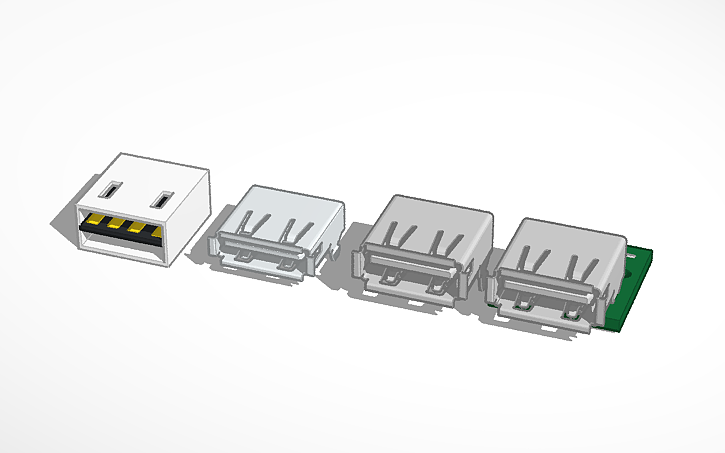Type A Usb Module Cad 3D design USB Type-A end famale real dimension CONNECTORS - Tinkercad
