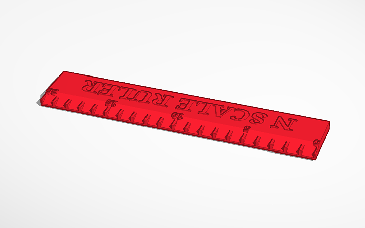 3D design N scale ruler - Tinkercad