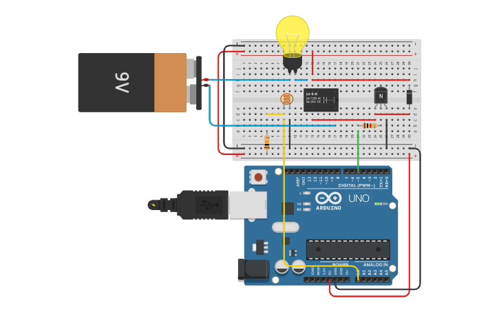 Circuit design LDR Sensor - Tinkercad