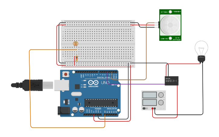 Circuit design Automatic Room Lighting System - Tinkercad