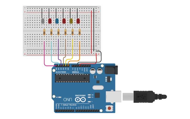 Circuit design larson scanner - Tinkercad