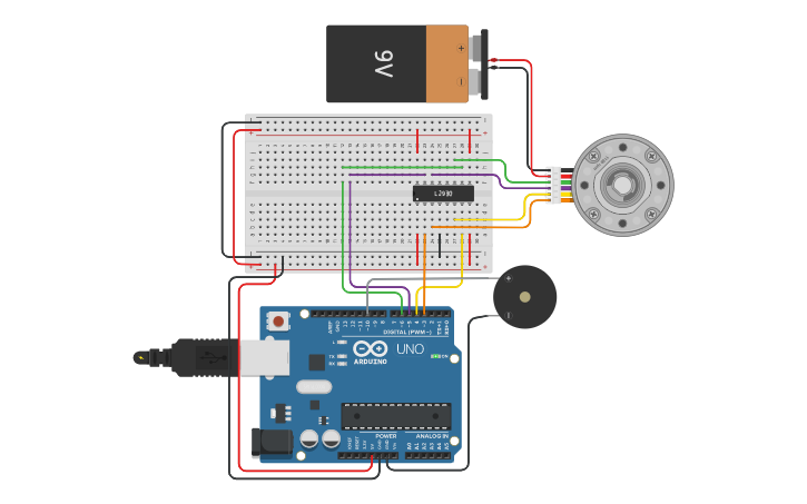 Circuit design Auto Controlled Stepper Motor - Tinkercad
