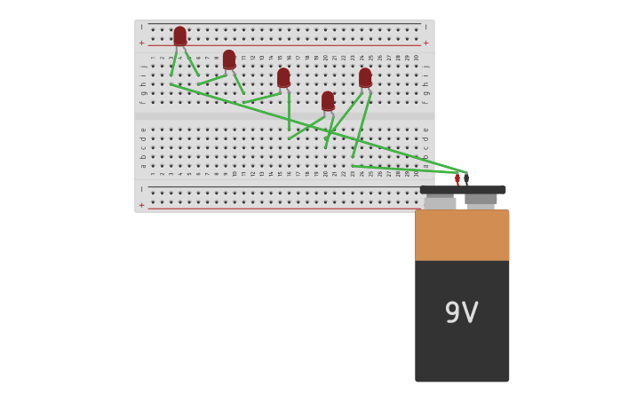 Circuit design multiple led - Tinkercad