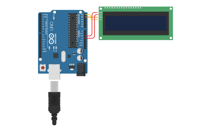 Circuit design i2c lcd - Tinkercad