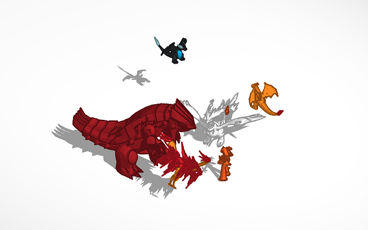 3d design mega charizard x vs mega charizard y vs victini vs groudon