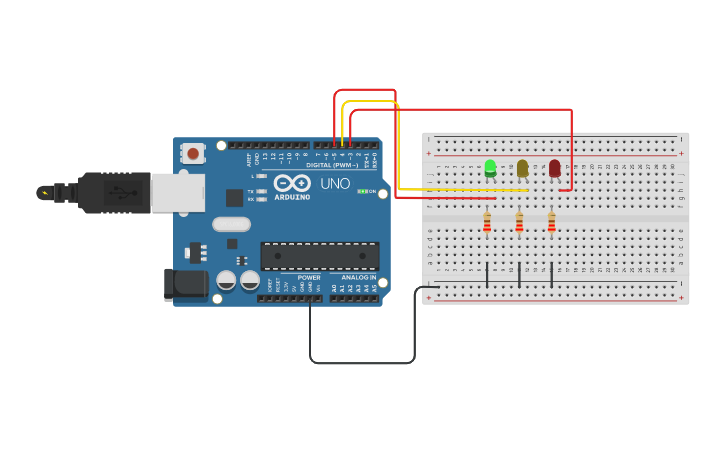 Circuit design Arduino Traffic Light - Tinkercad