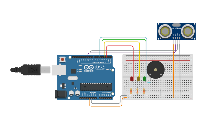 Circuit design Sistema de Aparcamiento de Coches-Grupo 1 | Tinkercad