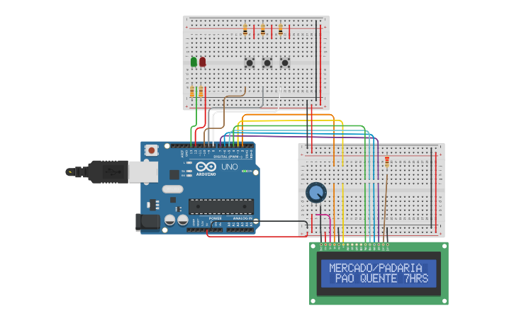 Circuit design Arduino e Display de LCD - Pedro e Bruno TT3A | Tinkercad