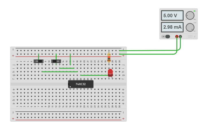 Circuit design OR 7432 - Tinkercad