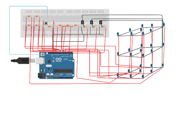 Circuit design CUBO DE LED 3X3X3 | Tinkercad