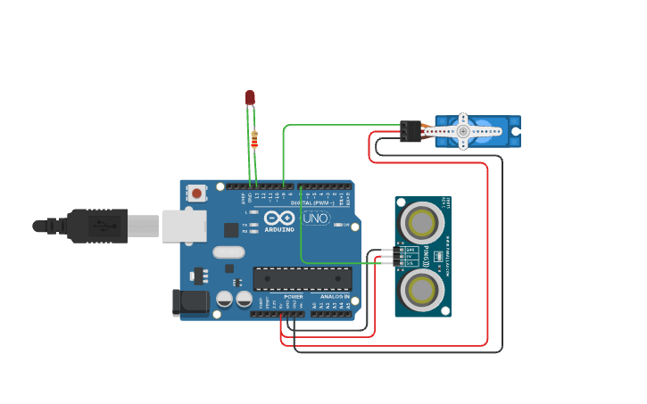 Circuit design SMART DUSTBIN USING ARDUINO,ULTRASONIC SENSOR & SERVO ...