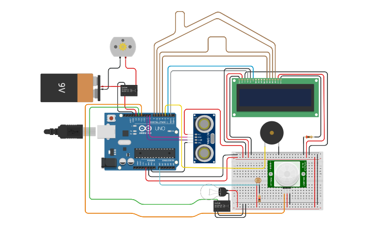 Circuit design Smart Building Monitoring System - Tinkercad