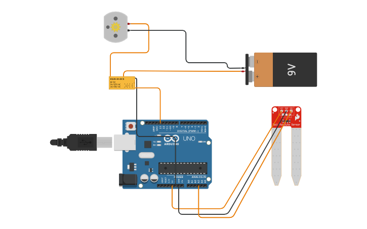 Circuit design practica relé - Tinkercad
