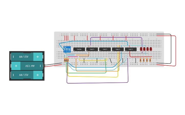Circuit design DEMULTIPLEXOR 1 A 4 LINEAS - Tinkercad