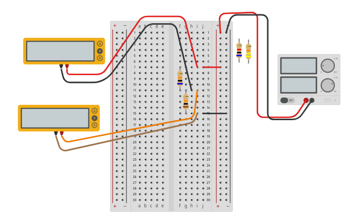 Simulated Divider Circuit design voltage divider simulation | Tinkercad