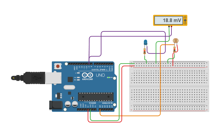 Circuit design LED INTENSITY MEASUREMENT USING ARDUINO - Tinkercad