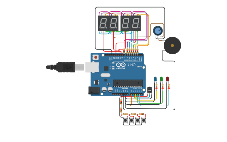 Circuit design Copy of Test reloj inteligente - Tinkercad