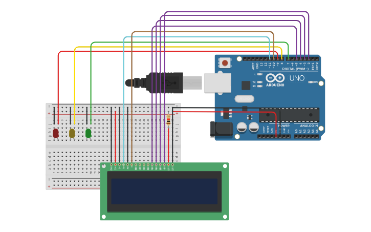Circuit design Traffic Light using Arduino without LCD- A Beginner ...