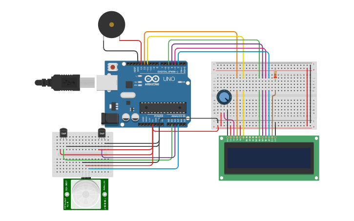 Circuit design temp sensor 1 - Tinkercad