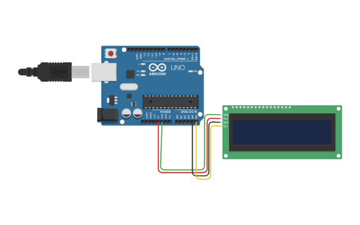Circuit design Arduino with I2C LCD - Tinkercad